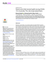 Parent and child mental health during COVID-19 in Australia: The role of pet attachment
