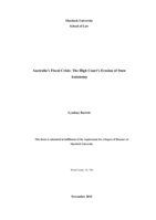 Australia's fiscal crisis: The high court's erosion of state autonomy
