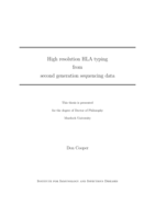 High resolution HLA typing from second generation sequencing data