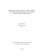Kindergarten teachers' practices to support children's social and emotional development: Case studies in Western Australian catholic schools