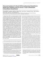 Characterization of a Novel Dithiocarbamate Glutathione Reductase Inhibitor and Its Use as a Tool to Modulate Intracellular Glutathione