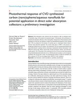 Photothermal response of CVD synthesized carbon (nano)spheres/aqueous nanofluids for potential application in direct solar absorption collectors: a preliminary investigation