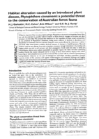 Habitat alteration caused by an introduced plant disease, Phytophthora cinnamomi: a significant threat to the conservation of Australian forest fauna