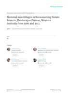 Mammal assemblages in Boonanarring Nature Reserve, Dandaragan Plateau, Western Australia from 1986 and 2012