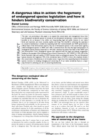 A dangerous idea in action: the hegemony of endangered species legislation and how it hinders biodiversity conservation