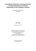 Probabilistic estimation of hosting capacity and operating reserve including optimisation of PV installation capacity