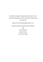 Post-compulsory curriculum reform and teachers' work: A critical policy ethnography in a Western Australian State Secondary school