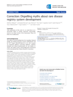 Correction: Dispelling myths about rare disease registry system development