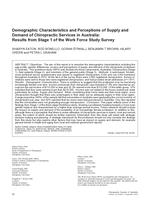 Demographic characteristics and perceptions of supply and demand of chiropractic services in Australia: Results from stage 1 of the work force study survey