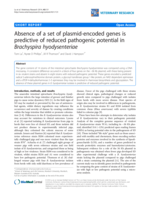 Absence of a set of plasmid-encoded genes is predictive of reduced pathogenic potential in Brachyspira hyodysenteriae