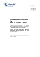 Supplementary submission - Inquiry into the broadcasting services amendment (media ownership) bill 2006 and related bills