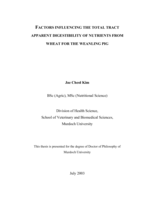 Factors influencing the total tract apparent digestibility of nutrients from wheat for the weanling pig