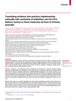 Translating evidence into practice: Implementing culturally safe continuity of midwifery care for First Nations women in three maternity services in Victoria, Australia