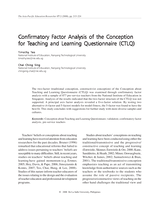 Confirmatory factor analysis of the Conception for Teaching and Learning Questionnaire (CTLQ)