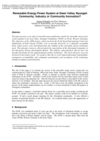 Renewable energy power system at Swan Valley Nyungah Community: Industry or community innovation?