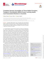 Complete genome assemblies of three highly prevalent, toxigenic Clostridioides difficile strains causing health care-associated infections in Australia