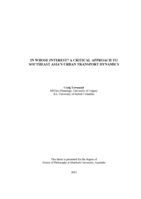 In whose interest?: a critical approach to Southeast Asia's urban transport dynamics