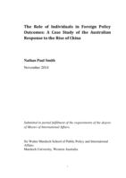 The role of individuals in foreign policy outcomes: A case study of the Australian response to the rise of China