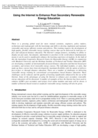 Using the Internet to enhance post secondary renewable energy education