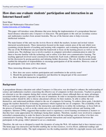 How does one evaluate students' participation and interaction in an Internet based unit?