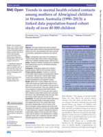 Trends in mental health related contacts among mothers of Aboriginal children in Western Australia (1990–2013): A linked data population-based cohort study of over 40 000 children