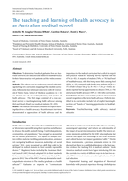 The teaching and learning of health advocacy in an Australian medical school