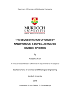 The sequestration of gold by nanoporous, s-doped, activated carbon spheres