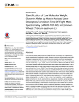 Identification of Low Molecular Weight Glutenin Alleles by Matrix-Assisted Laser Desorption/Ionization Time-Of-Flight Mass Spectrometry (MALDI-TOF-MS) in Common Wheat (Triticum aestivum L.)