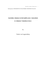 Australian volunteers in the health sector: antecedents to volunteers' intention to leave