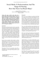 Social Media, E-Professionalism And The Image Of Nursing: How One Nurse Can Reach Many!