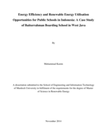 Energy efficiency and renewable energy utilisation opportunities for public schools in Indonesia: A case study of Baiturrahman boarding school in West Java