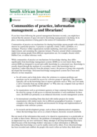 Communities of practice, information management...and librarians!