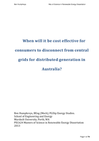 When will it be cost effective for consumers to disconnect from central grids for distributed generation in Australia?