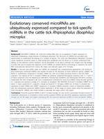 Evolutionary conserved microRNAs are ubiquitously expressed compared to tick-specific miRNAs in the cattle tick Rhipicephalus (Boophilus) microplus