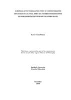 A critical autoethnographic study of context-related influences on cultural heritage preservation education of World Heritage sites in Northeastern Brazil