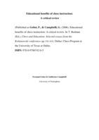 Educational benefits of chess instruction: A critical review