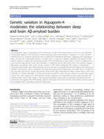 Genetic variation in Aquaporin-4 moderates the relationship between sleep and brain Aβ-amyloid burden