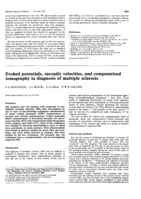 Evoked potentials, saccadic velocities, and computerized tomography in diagnosis of multiple sclerosis