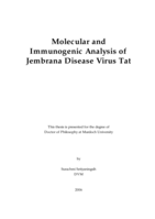 Molecular and immunogenic analysis of Jembrana disease virus Tat