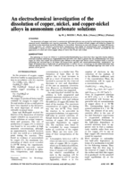 An electrochemical investigation of the dissolution of copper, nickel and copper-nickel alloys in ammonium carbonate solution