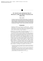 An insurer’s pre-contractual duty of disclosure under the Marine Insurance Act 1909 (Cth)