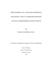 Development of a mass spectrometry diagnostic assay to monitor hepcidin levels in hemochromatosis patients