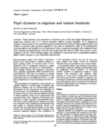 Pupil diameter in migraine and tension headache