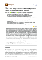 Total-Factor Energy Efficiency in China’s Agricultural Sector: Trends, Disparities and Potentials