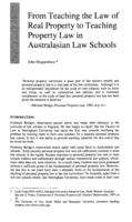 From Teaching the Law of Real Property to Teaching Property Law in Australasian Law Schools