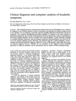 Clinical diagnosis and computer analysis of headache symptoms