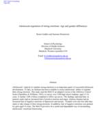 Adolescent regulation of strong emotions: Age and gender differences