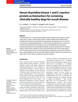 Serum thymidine kinase 1 and C-reactive protein as biomarkers for screening clinically healthy dogs for occult disease