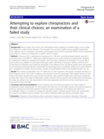 Attempting to explore chiropractors and their clinical choices: An examination of a failed study