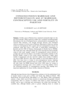 Consanguineous marriage and differentials in age at marriage, contraceptive use and fertility in Pakistan